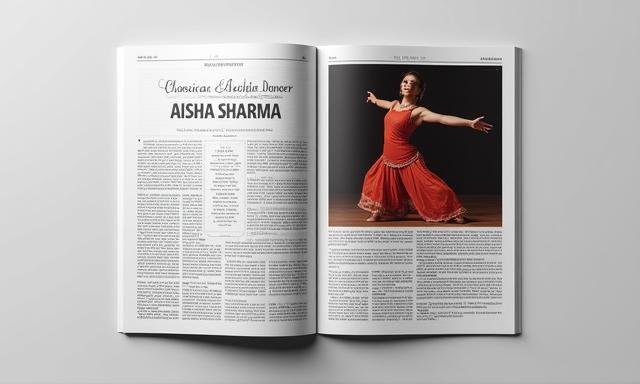 Mockup of a newspaper article featuring Aisha Sharma